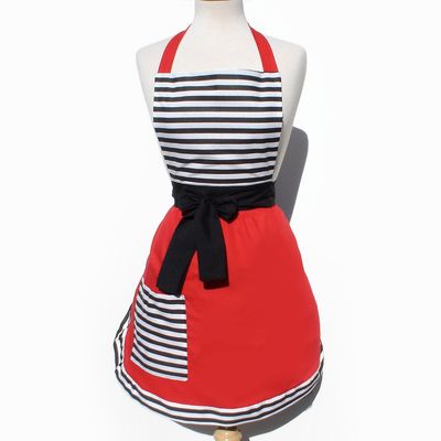 "Butter Me Up" Horizontal Stripes and Red Apron