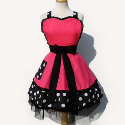"Double Dipper" Pink and Polka Dots Apron