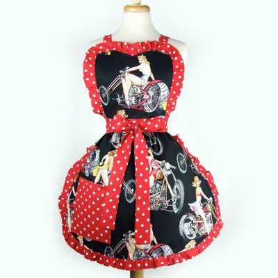 "Whisked Away" Motorcycles and Pinups Apron