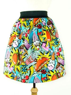 "Lindy" Pop Art Food Skirt