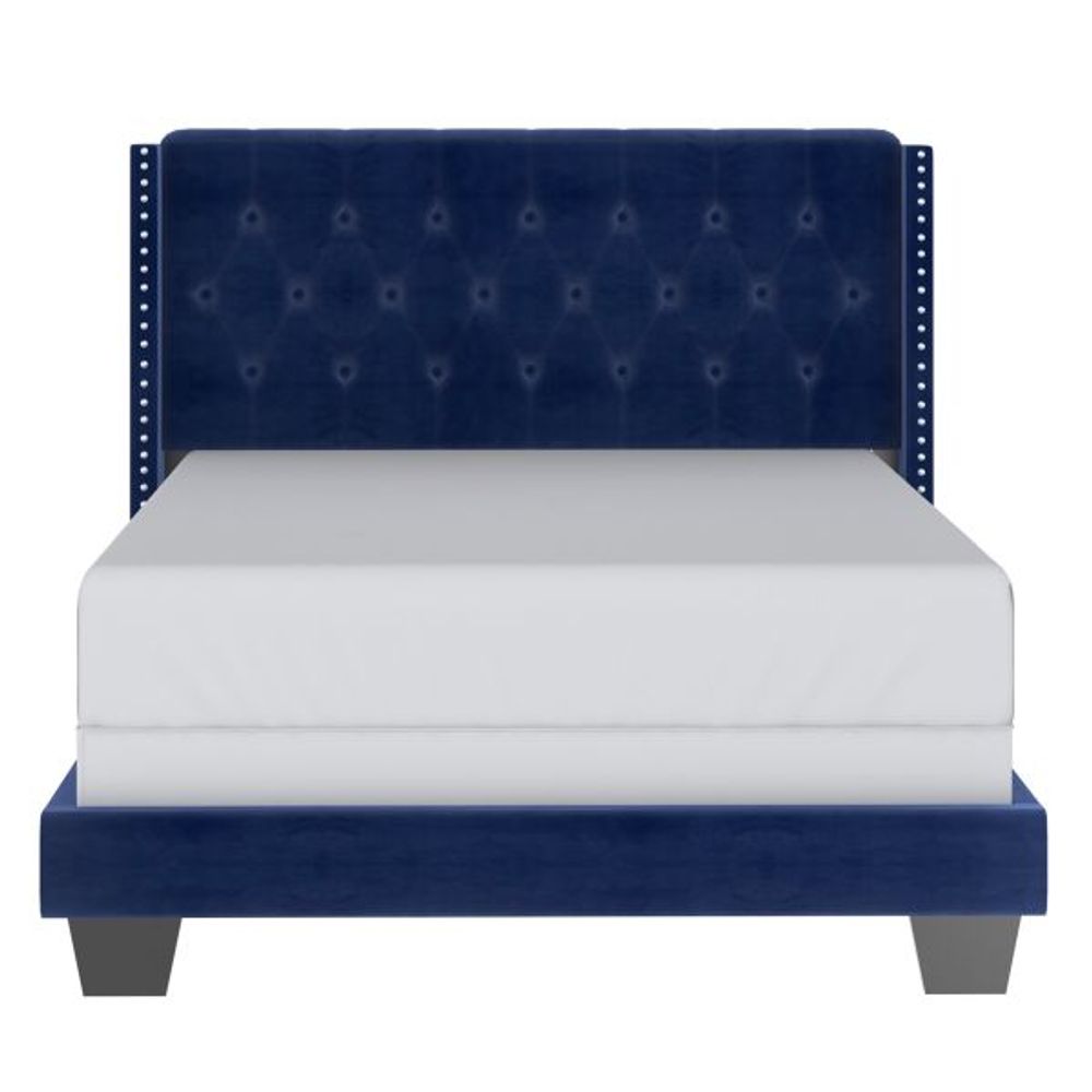 Gunner 54" Double Bed in Blue Velvet