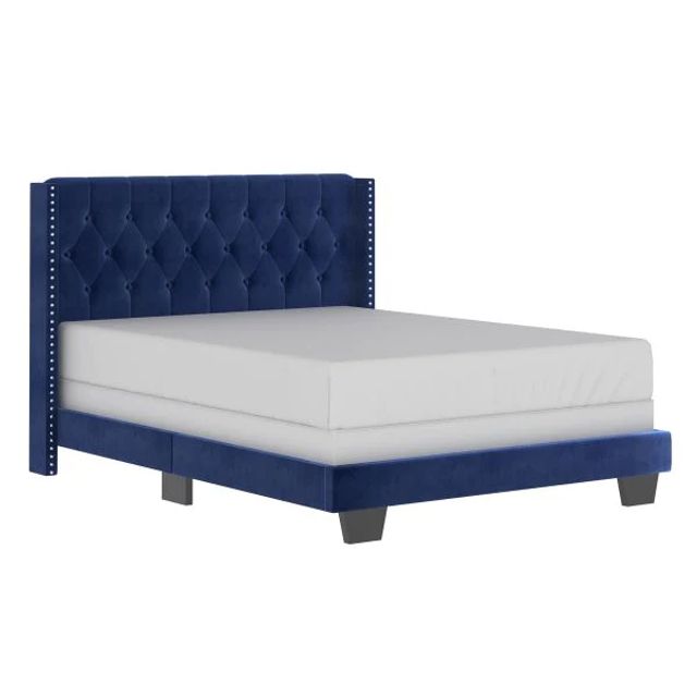 Gunner 60" Queen Bed in Blue Velvet