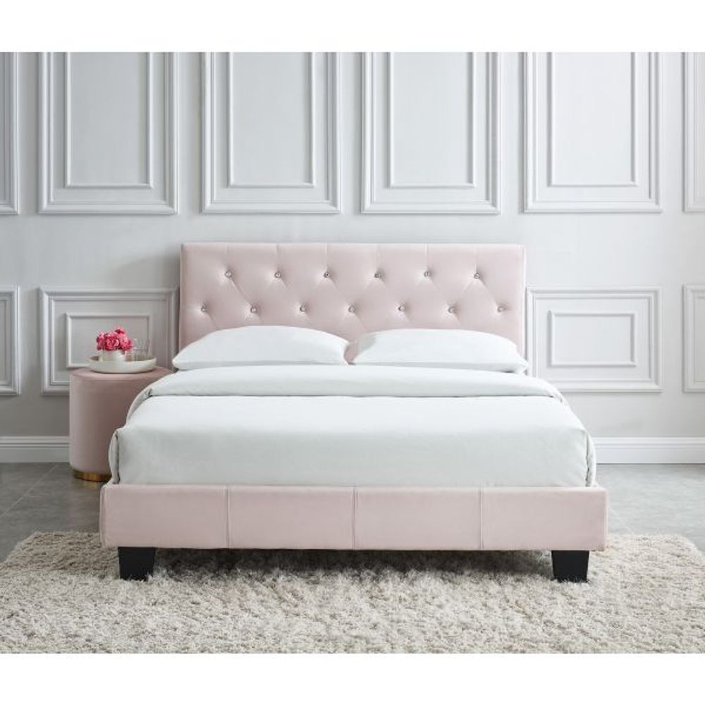 Jazelle 54" Double Platform Bed in Blush Pink