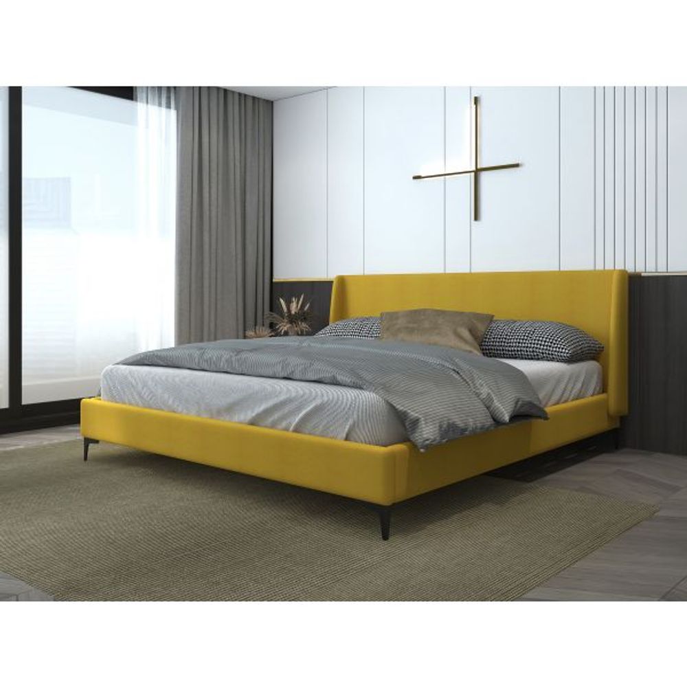 Hamburg 78" King Platform Bed in Mustard