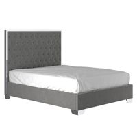 Lucille 60" Queen Bed in Grey with Silver Detail