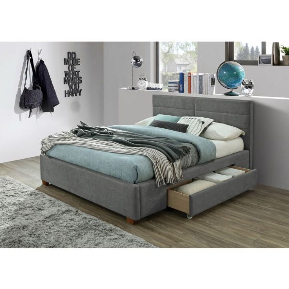 Emilio 60" Queen Platform Bed with Drawers in Light Grey