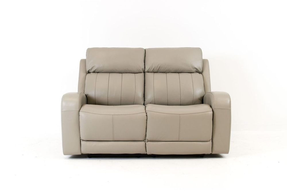 Carrara Genuine Leather Power Reclining Loveseat - Cloudy