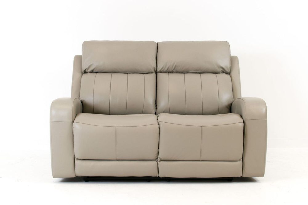 Carrara Genuine Leather Power Reclining Loveseat - Cloudy