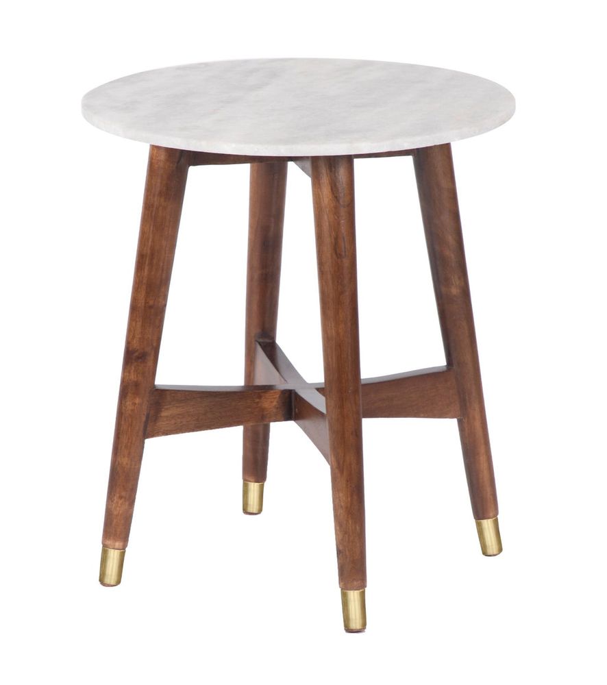 Round Side Table with Marble Top