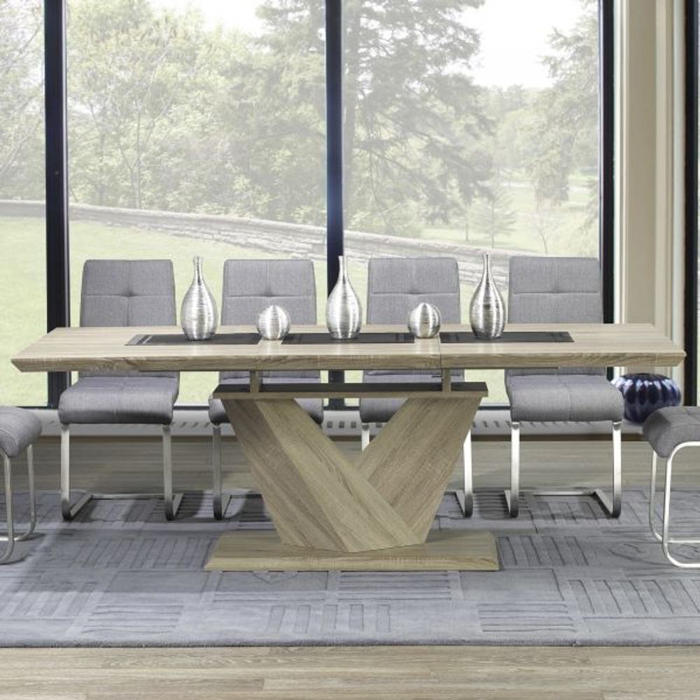 Eclipse Dining Table with Extension in Washed Oak