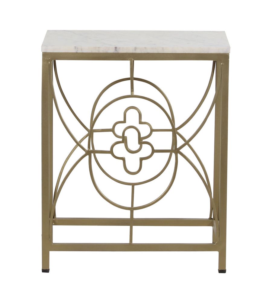 Catherine End Table Gold with Marble top