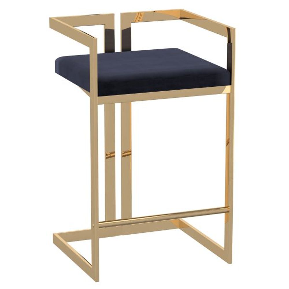 Cosmo 26" Counter Stool in Black with Gold Legs