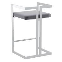 Cosmo 26" Counter Stool in Grey with Silver Legs