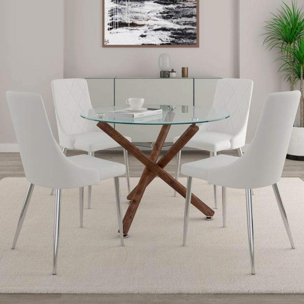 Rocca/Devo 5pc Dining Set, Walnut/White