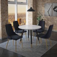 Emery/Carmilla 5pc Dining Set in White with Black Chair