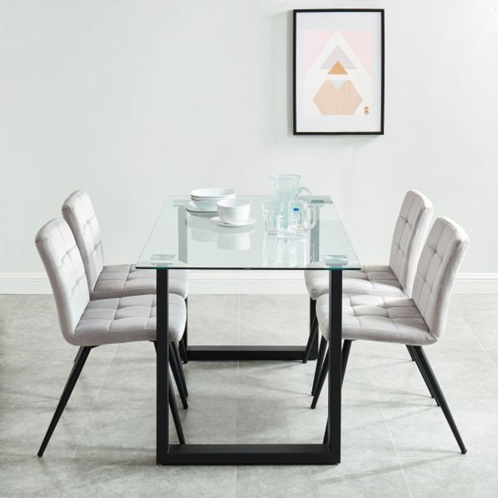 Franco/Suzette 5pc Dining Set, Black/Grey