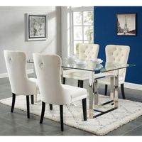 Eros/Rizzo 5pc Dining Set, Chrome/Ivory