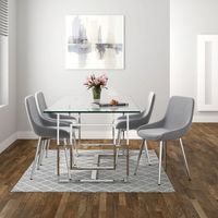 Eros/Cassidy 5pc Dining Set, Chrome/Grey