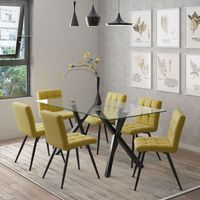 Stark/Suzette 7pc Dining Set, Black/Mustard