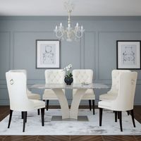 Napoli/Rizzo 7pc Dining Set, Grey/Ivory