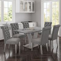 Napoli/Chloe 7pc Dining Set, Grey/Grey