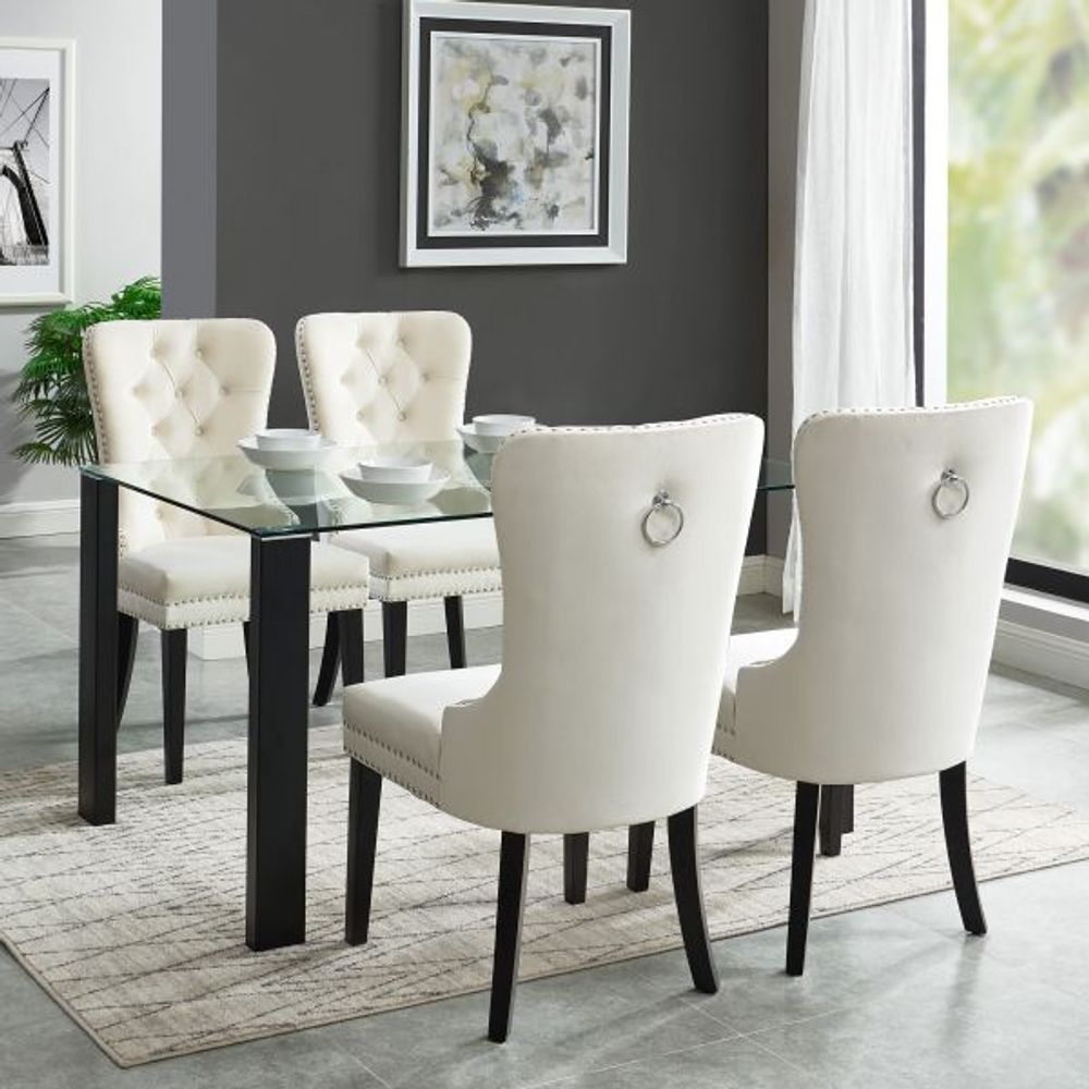 Vespa/Rizzo 5pc Dining Set, Black/Ivory