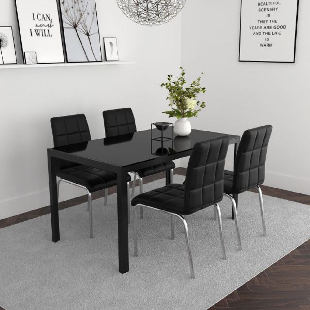 Contra/Solara 5pc Dining Set, Black/Black