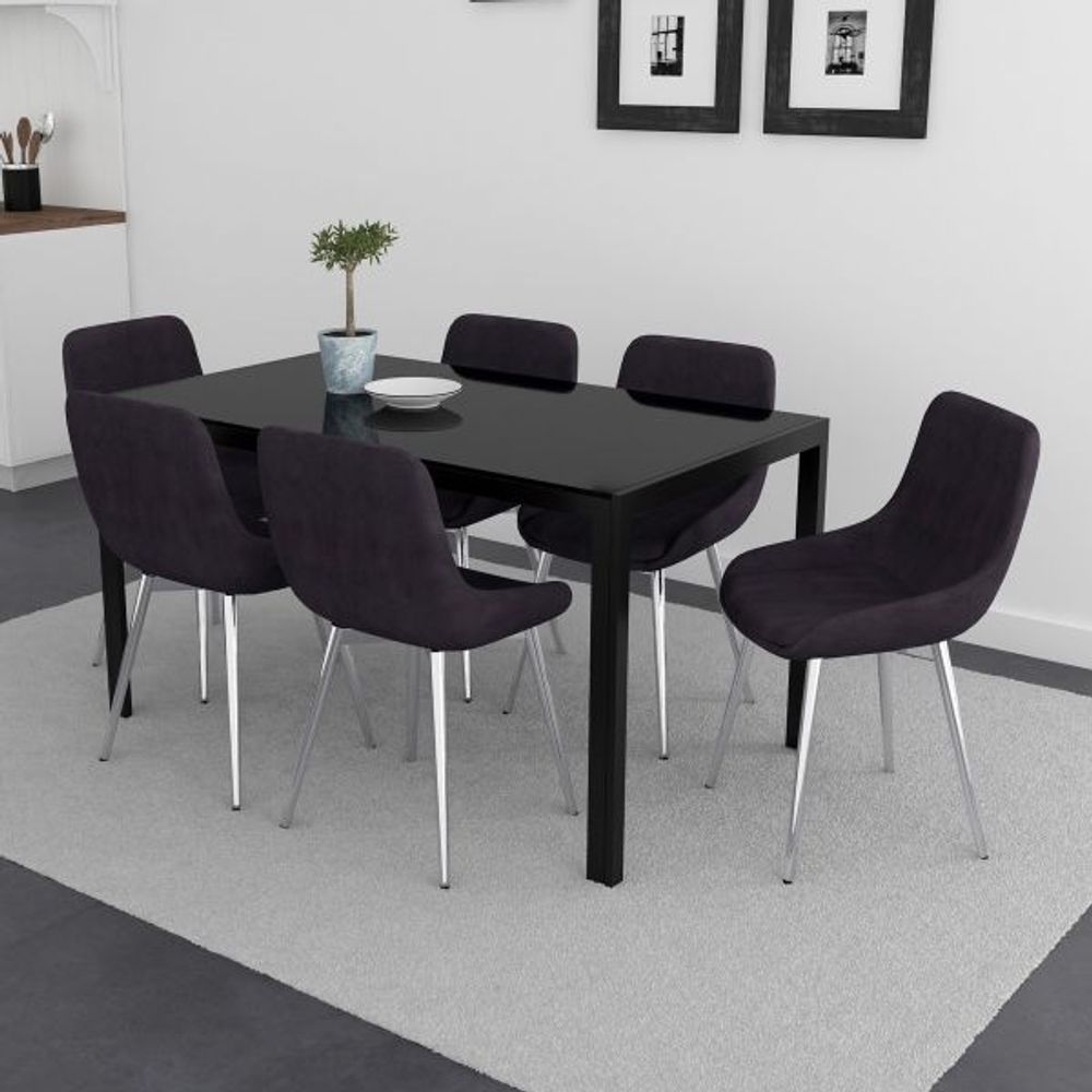 Contra/Cassidy 7pc Dining Set, Black/Black