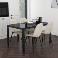 Contra/Olly 5pc Dining Set, Black/Beige