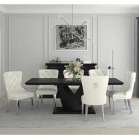 Eclipse/Hollis 7pc Dining Set in Black with Ivory Chair