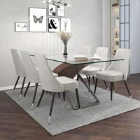 Veneta/Silvano 7pc Dining Set, Walnut/Light Grey