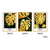 Palma Set of 3 Alloy Matt - Golden Frame Wall Art