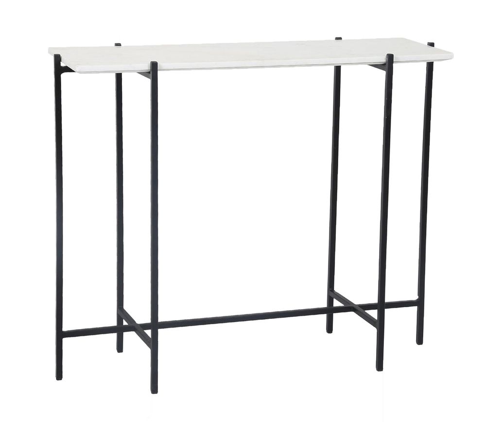 Function Console Table - White Marble/Black Base