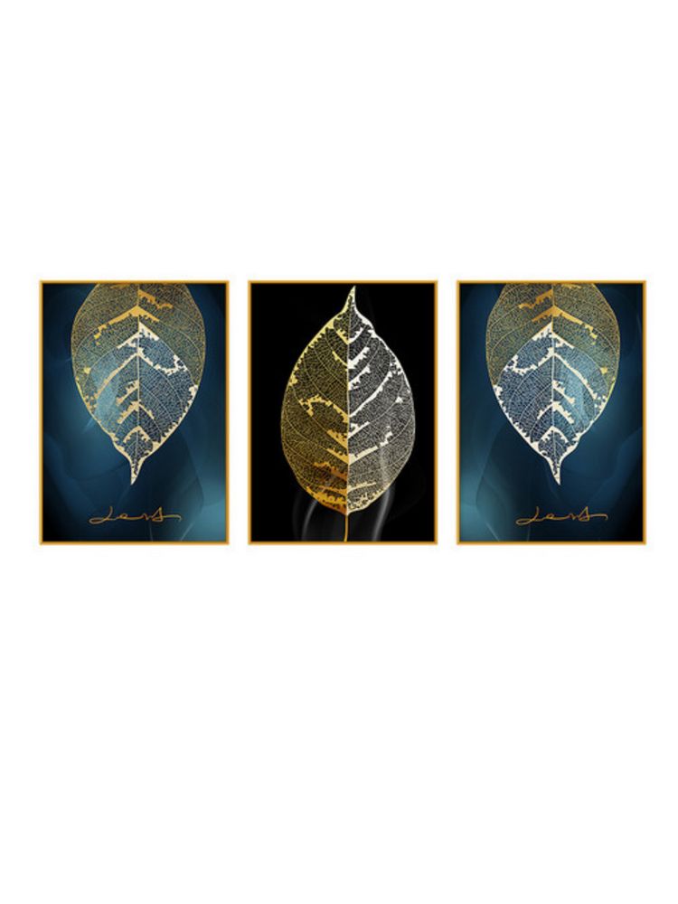 Atlantis Set of 3 Alloy Matt - Golden Frame Wall Art