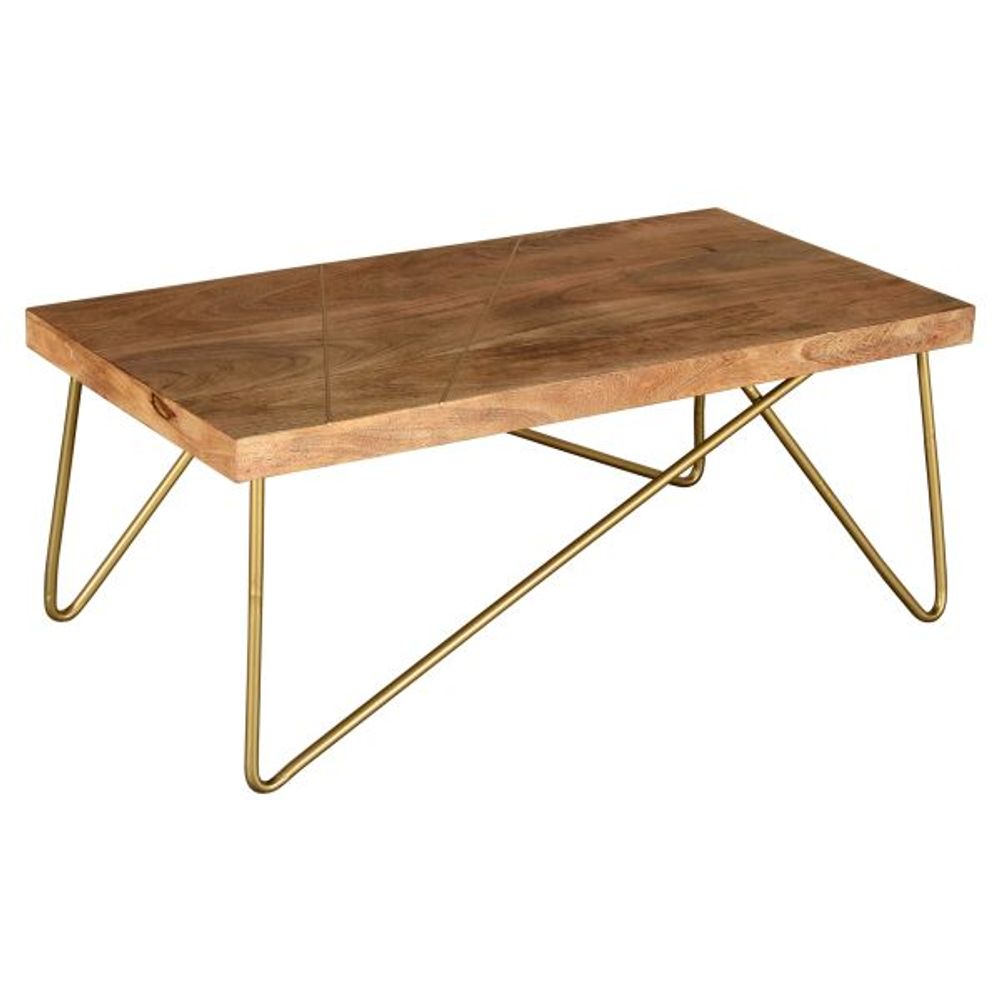 Madox Coffee Table in Natural & Aged Gold