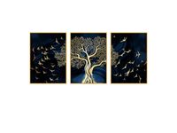 Utopia Set of 3 Alloy Matt - Golden Frame Wall Art