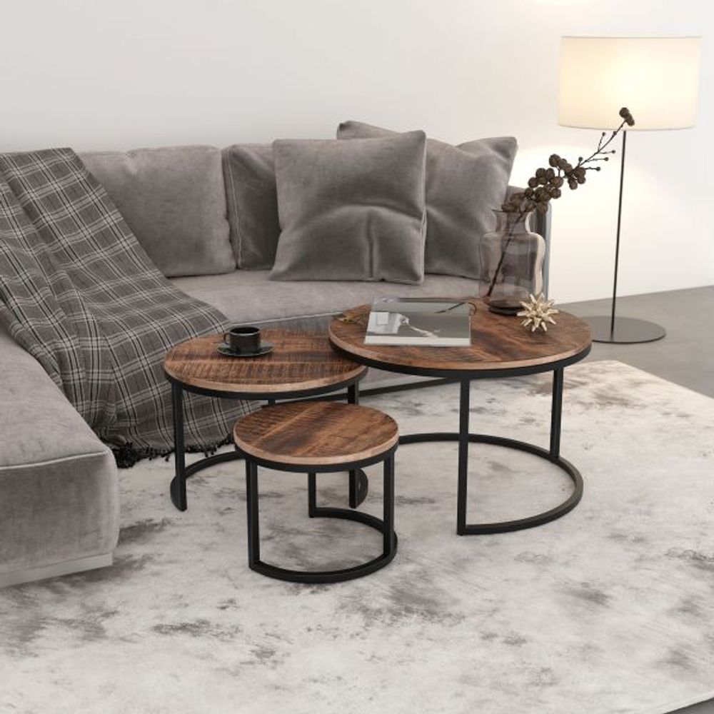 Darsh 3Pc Coffee Table set in Washed Grey