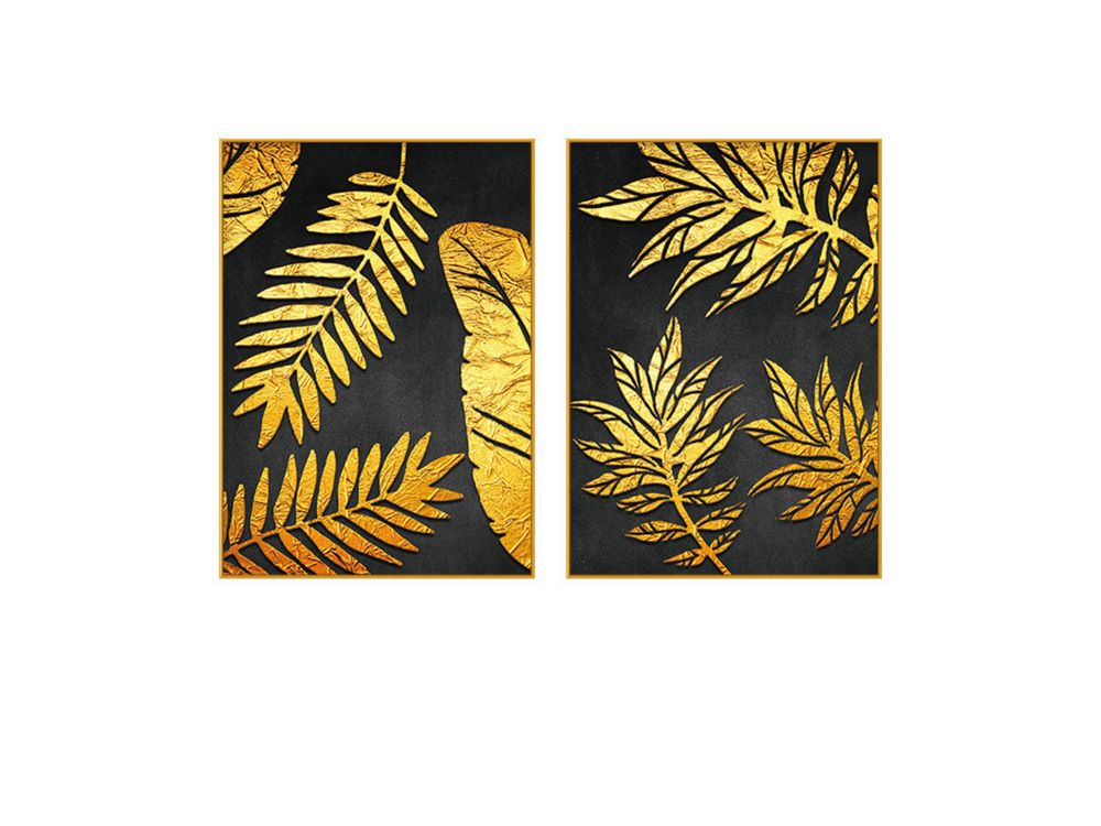 Shimmer Set of 2  Alloy Matt - Golden Frame Wall Art