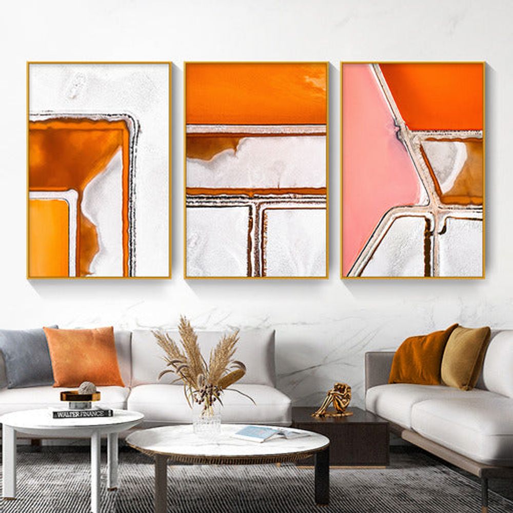 Bellini Set of 3 Alloy Matt - Golden Frame Wall Art