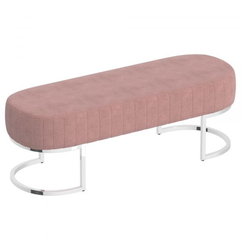 Zamora Bench in Dusty Rose with Silver Base