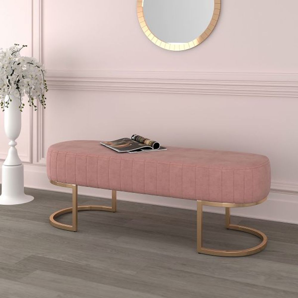 Zamora Bench in Dusty Rose with Gold Base