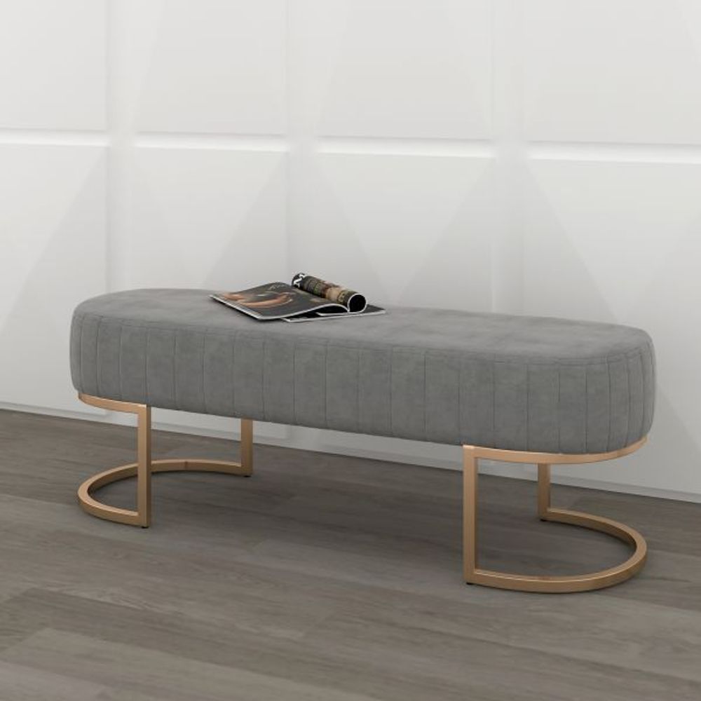 Zamora Bench in Grey with Gold Base