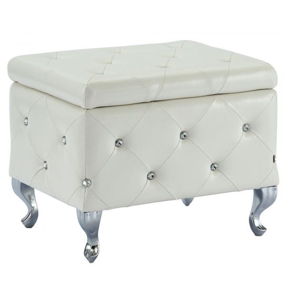 Monique Square Storage Ottoman in White