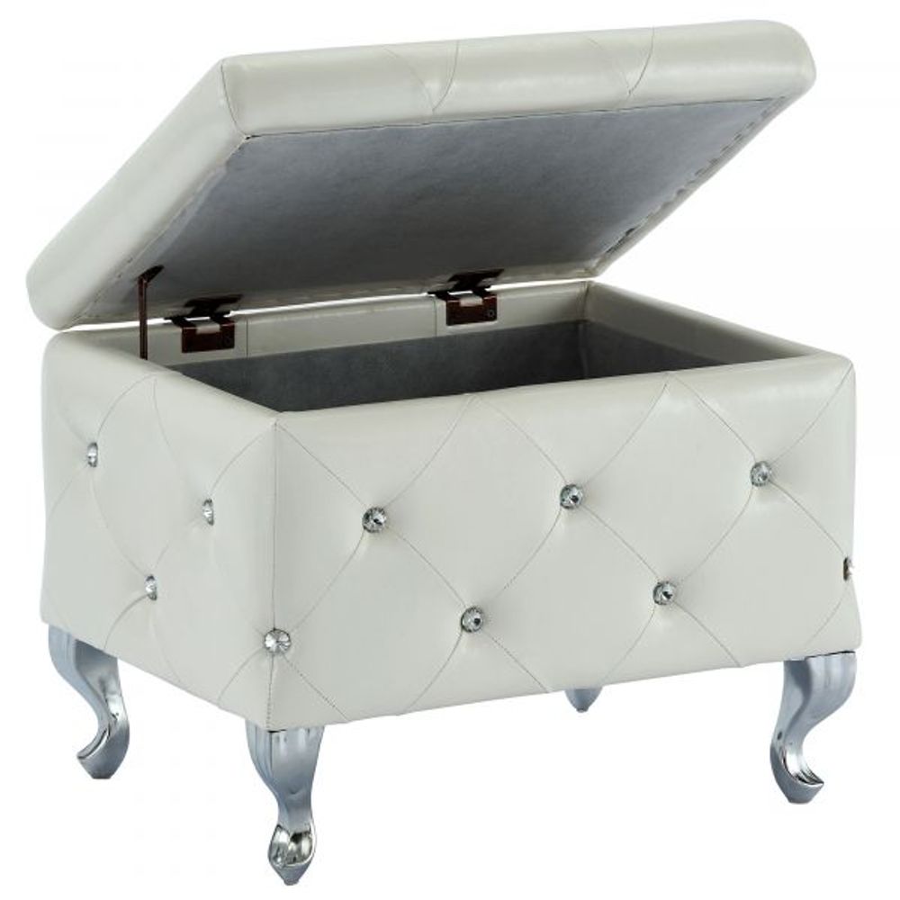 Monique Square Storage Ottoman in White