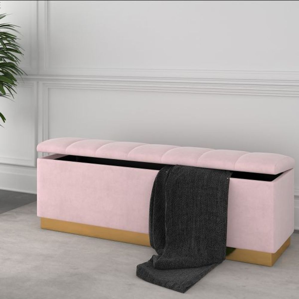 Esna Storage Ottoman in Blush Pink