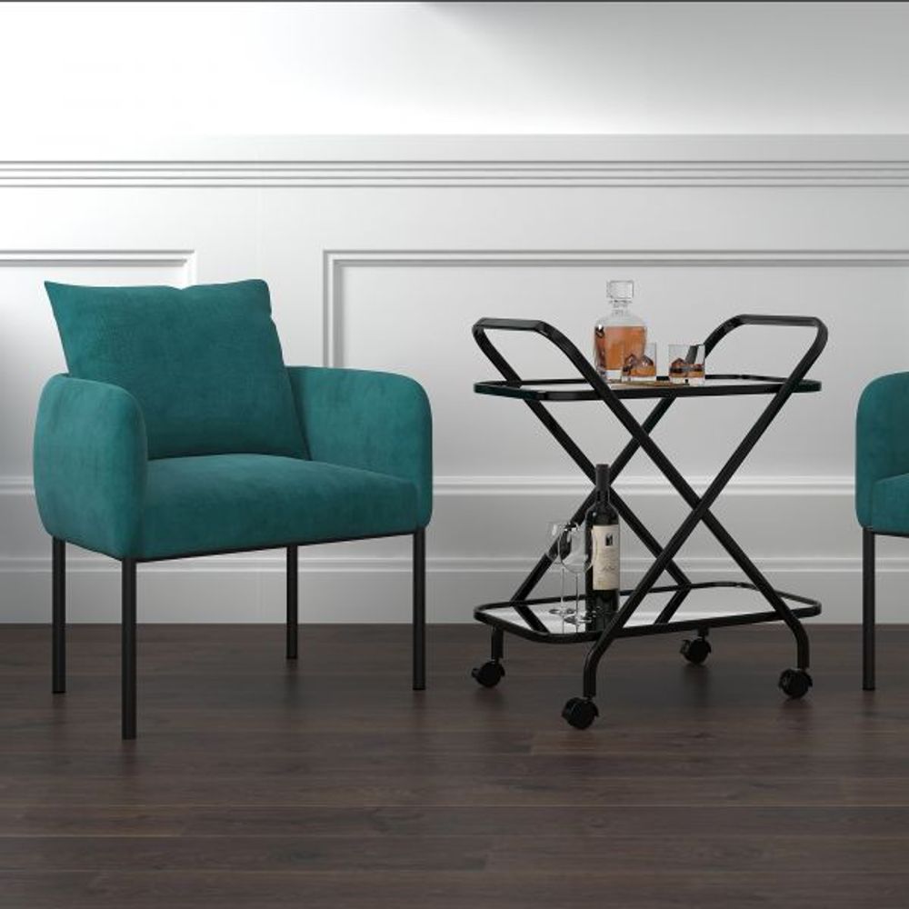 Petrie Accent Chair in Aqua with Black Leg