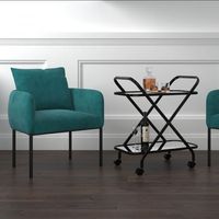 Petrie Accent Chair in Aqua with Black Leg