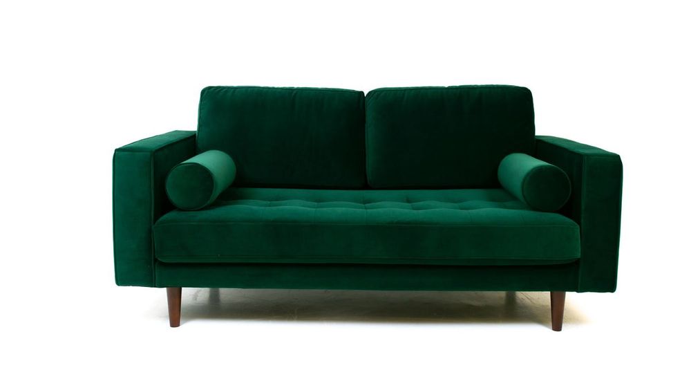 Robbie Velvet Loveseat- Emerald Green