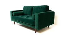 Robbie Velvet Loveseat- Emerald Green