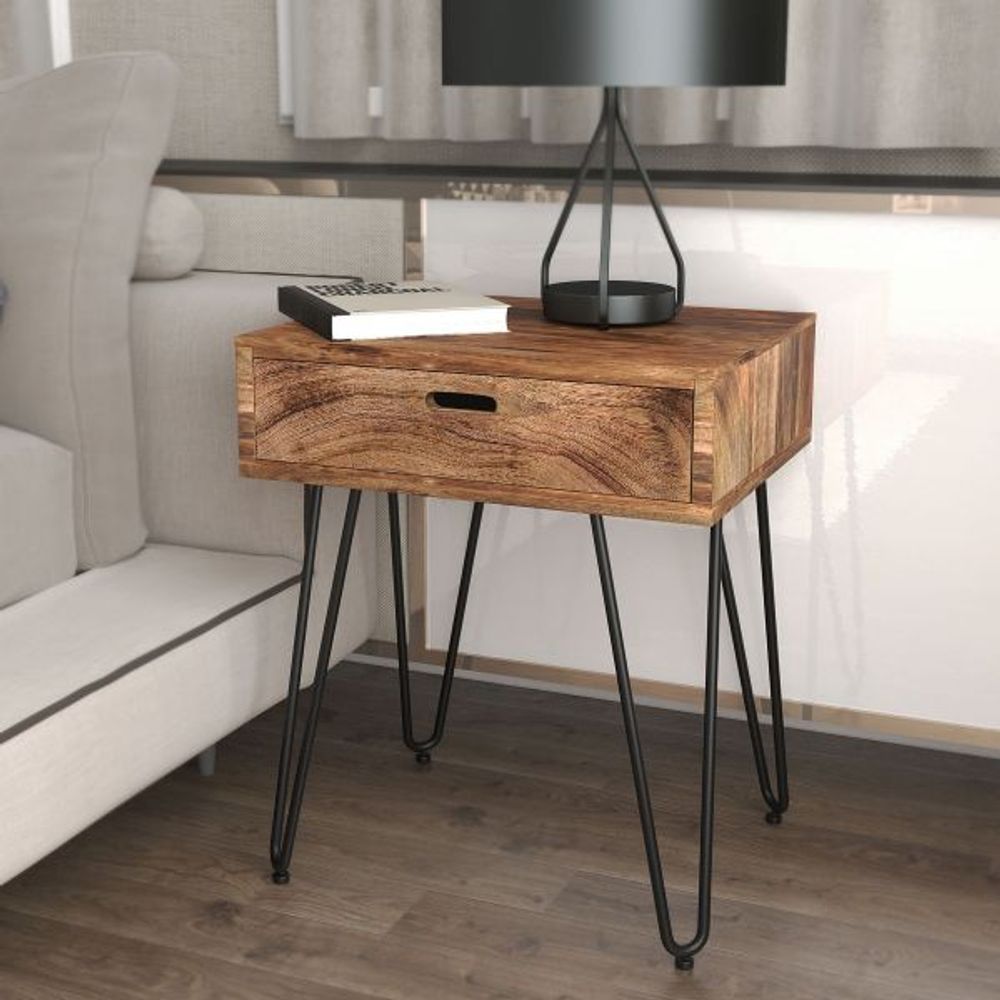 Jaydo Accent Table in Natural Burnt